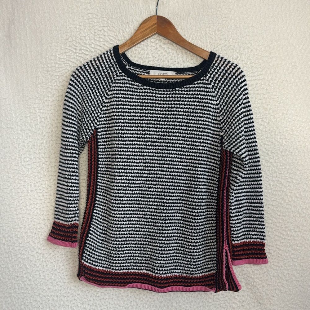 Loft‎ Knit Sweater Womens Small Black White